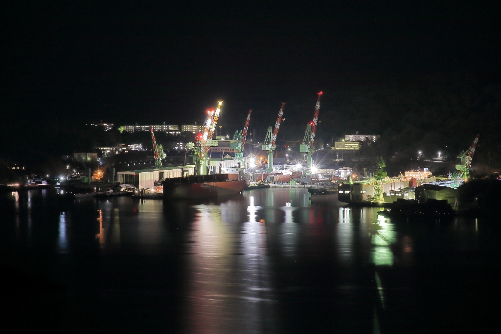 笠戸島のドックの夜景